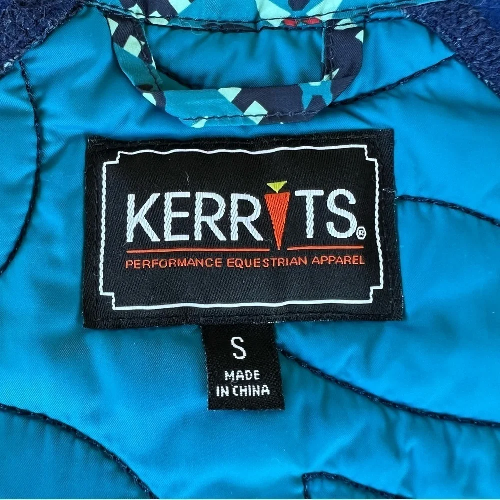 Kerrits Ride Lite Quilted Jacket Full Zip Nordic Blue Small Equestrian Riding